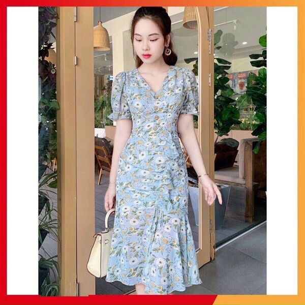 ĐẦM VOAN HOA ĐUÔI CÁ PHỐI BÈO NT7071