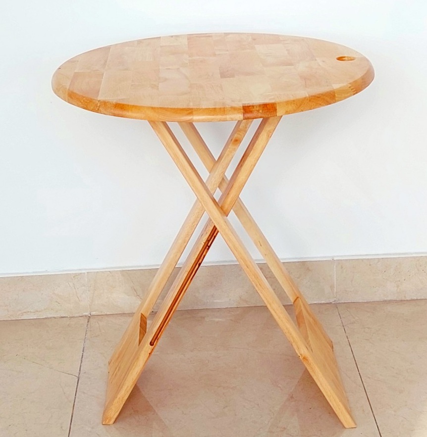 Bàn Gỗ Tròn Xếp D60cm Cao 75cm Tiện Dụng Chắc Chắn - Hàng VN Xuất Khẩu