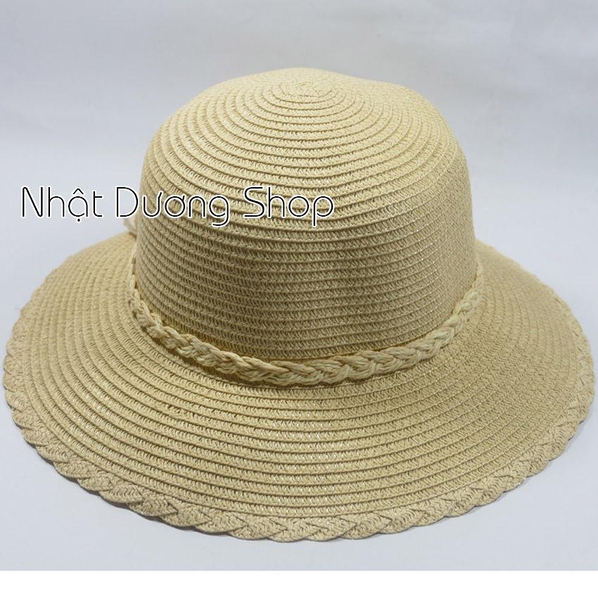 Mũ cói NƠ TO vành vừa 8.2cm, vòng đầu53-58cm - chất liệu vải cói hình nơ đánh tít xung quanh thích hợp cho chị em phụ nữ