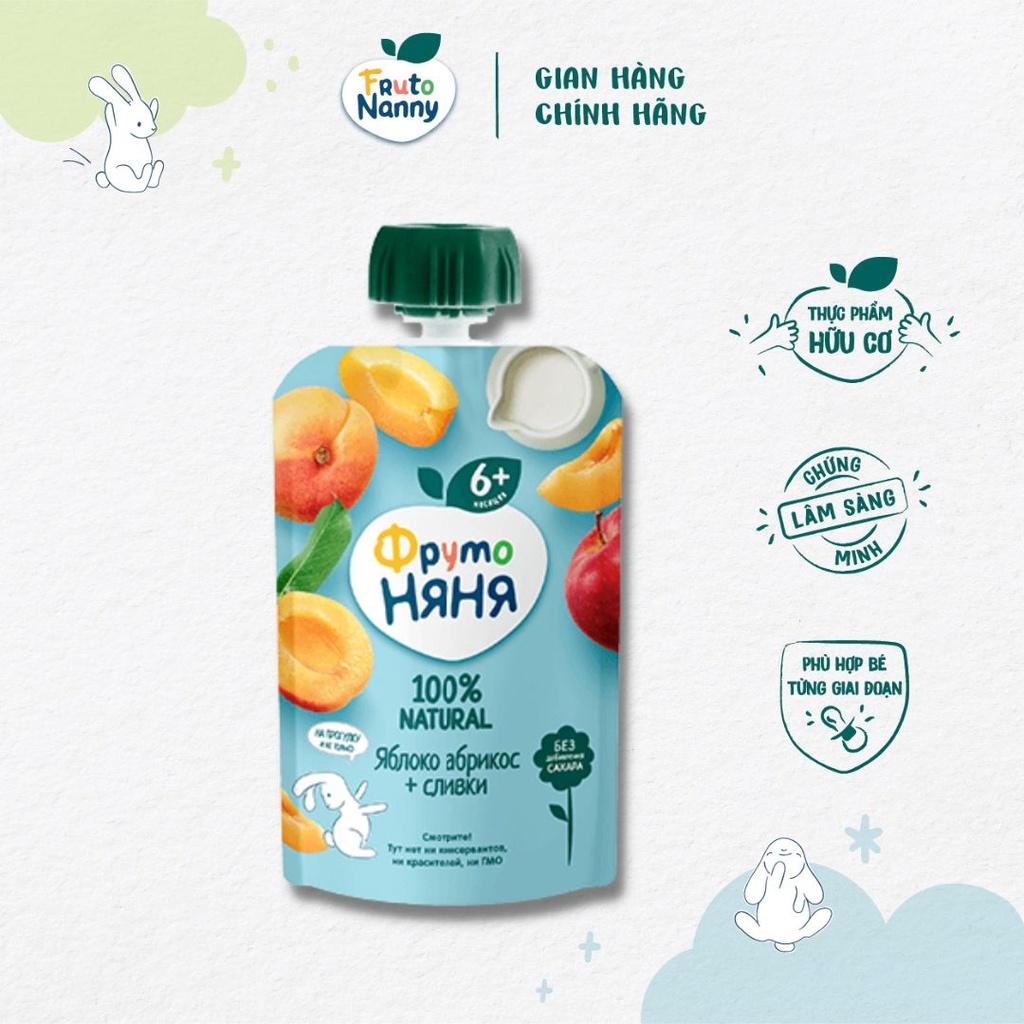 Hoa Quả Nghiền FRUTONANNY Organic Vị Táo, Mơ &amp; Kem - Bổ Sung Chất Xơ, Vitamin - Không GMO - Từ 6 Tháng FrutoNyanya (90g)