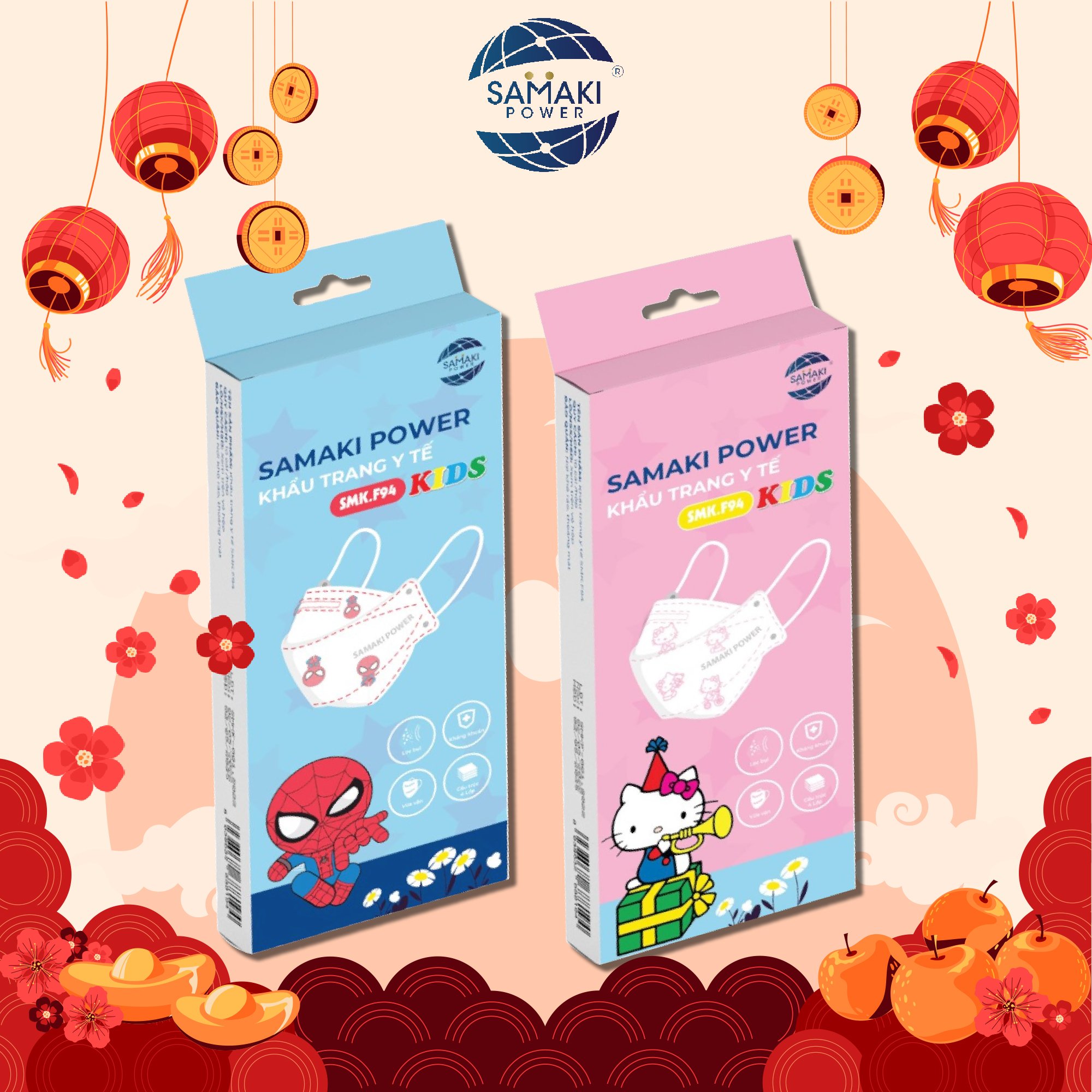 Khẩu trang trẻ em SAMAKI POWER SMK.F94 KIDS– hộp 10 cái