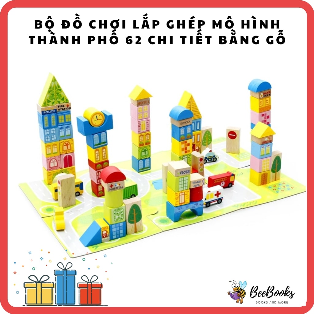 Bộ Đồ Chơi Lắp Ghép Mô Hình Thành Phố Bằng Gỗ- Đồ Chơi Trí Tuệ Sáng Tạo Tăng Khả Năng Phát Triển Trí Thông Minh