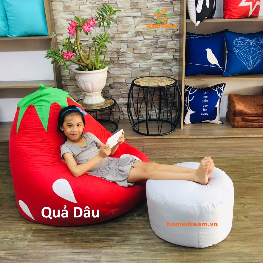 Ghế Lười Quả Dâu Micro Đỏ