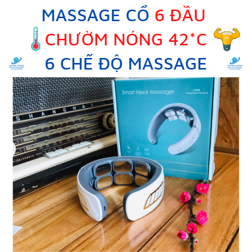 Máy massage cổ cao cấp, có chườm nóng - 6 đầu tiếp xúc, 6 chế độ mat xa khác nhau, 9 cường độ massage - Màu Trắng