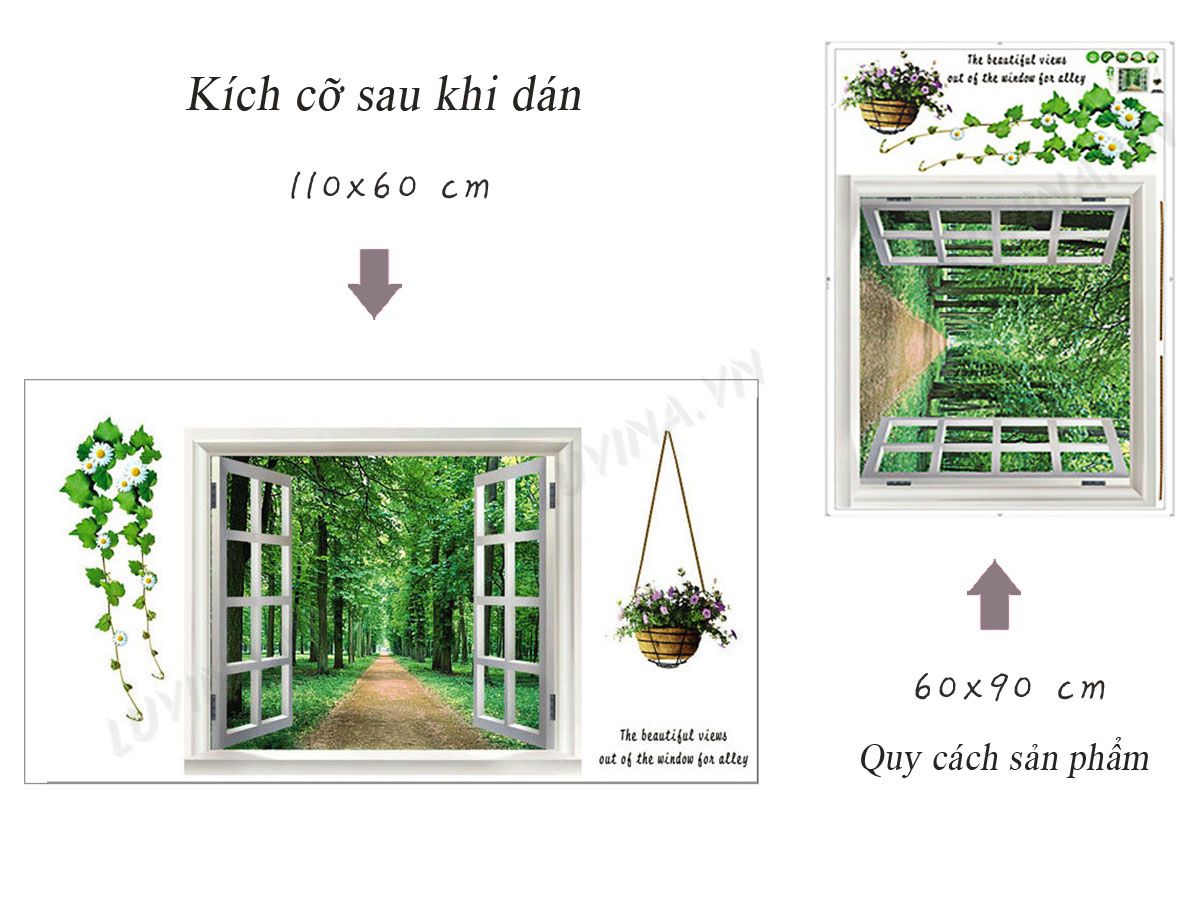 Decal dán tường Cửa sổ con đường xanh - HP151