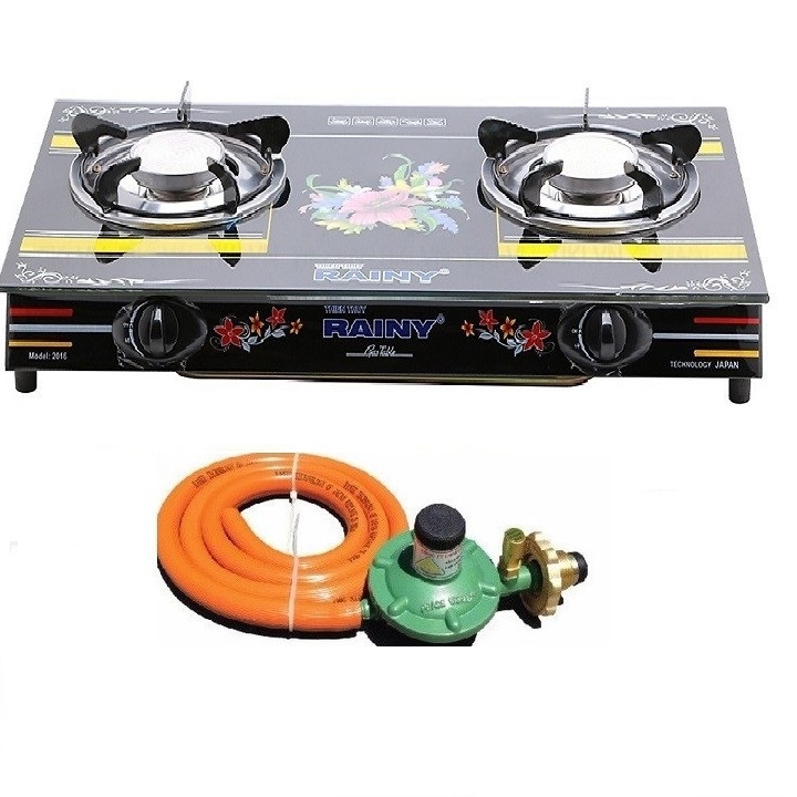 Bếp Gas Hồng Ngoại Đôi Cao Cấp RaiNy – Tặng bộ van dây - Hàng chính Hãng
