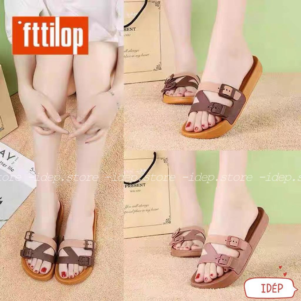 Dép nữ quai ngang da 2 khuy Muffin đế PU siêu nhẹ siêu bền chất lương cao iDÉP- DL279