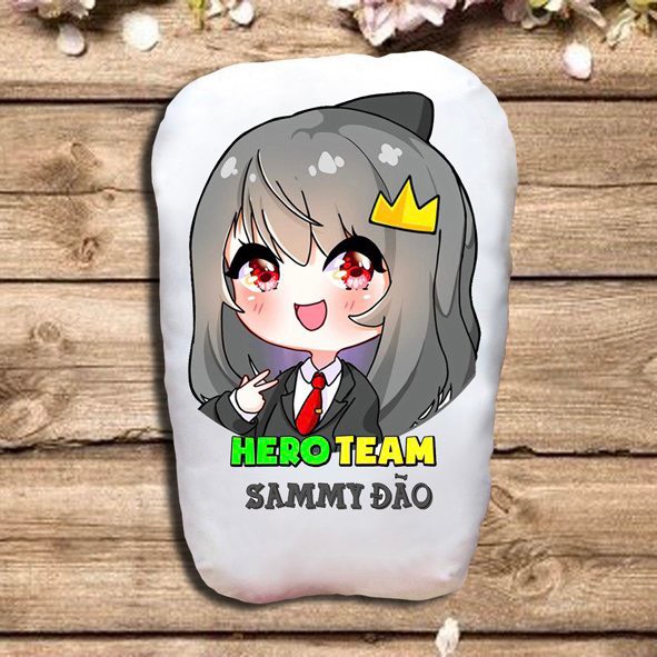 Gấu hero team 2 mặt ảnh 22x50cm / gối ngủ hero team simmy,siro,sammy, timmy, phong cận