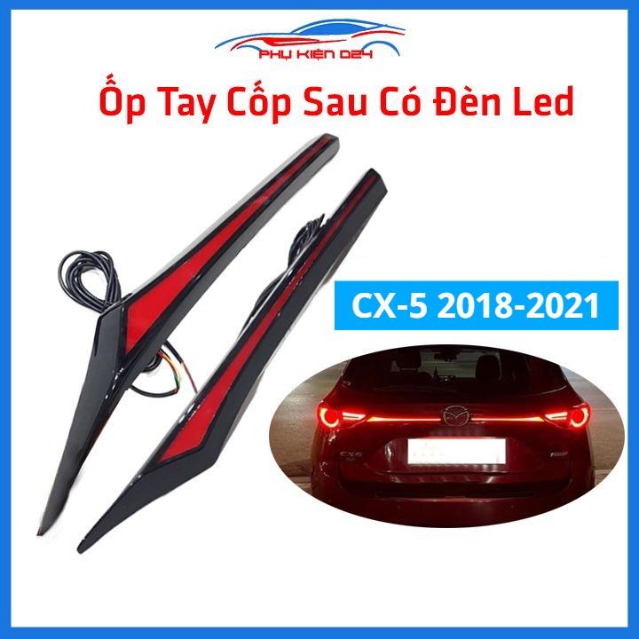 Ốp tay cốp sau có đèn led cho CX5, CX-5 2018-2019-2020-2021 ánh sáng đỏ trang trí xe