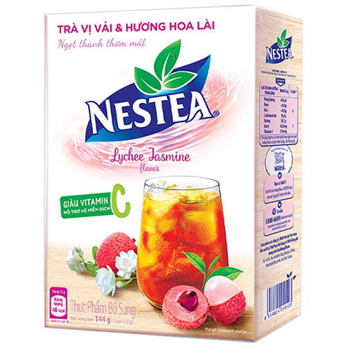 Combo 2 hộp trà Nestea vị vải &amp; hương hoa lài (12 gói x 12g) [Tặng bình nhựa Detox]