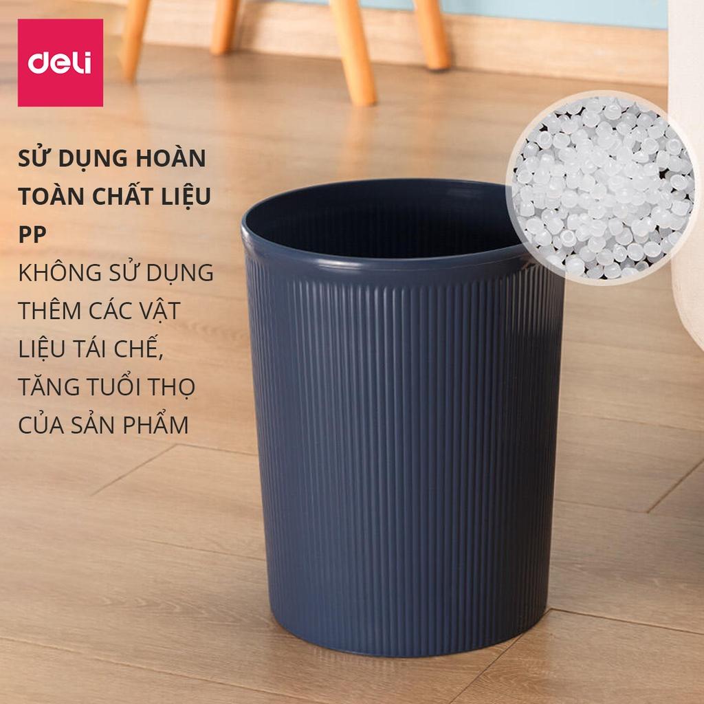 Thùng rác nhựa tròn Deli - Dung tích 10l - Nhựa pp dễ vệ sinh, không bám bẩn - 9581