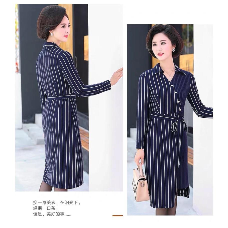 dress249-ĐẦM SỌC TAY DÀI QUÝ CÔ s-6xl