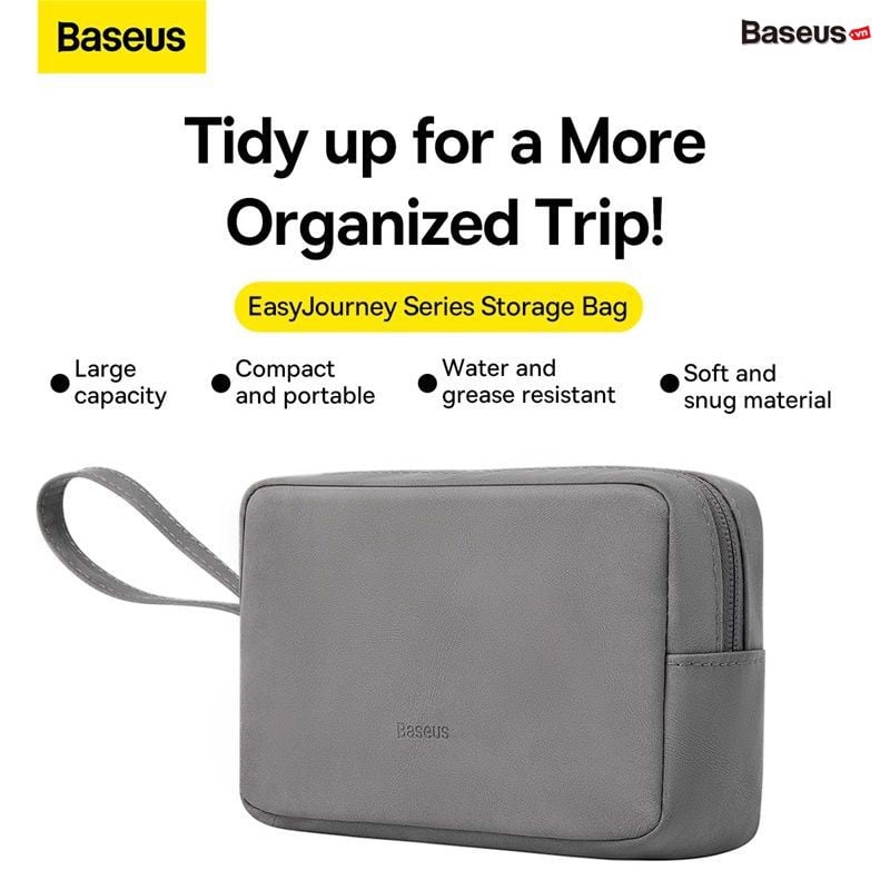 Túi Phụ Kiện Chống Thấm Nước Hàng Chính Hãng Baseus Easy Journey Series Storage Bag (Da PU Siêu Mịn, Giặt được, Chống bụi, Chống thấm nước)