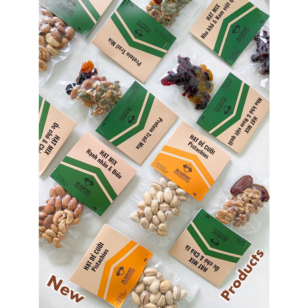 Healthy Protein trail mix - Gói Hạt Tiện Dụng DK HARVEST - Túi 34g (hạnh nhân 10g, nho 10g, óc chó 7g, bí xanh 7g)