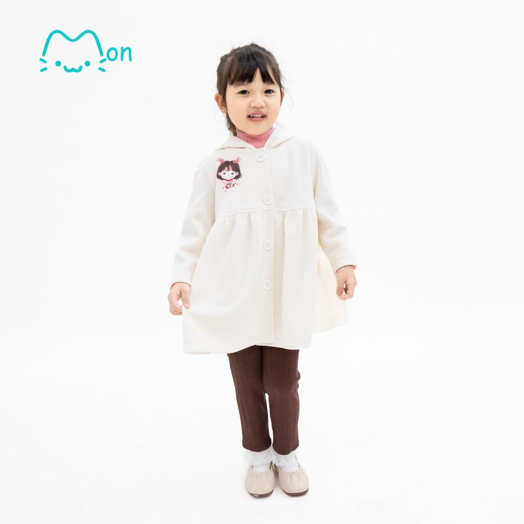 Áo khoác cho bé gái dáng babydoll cài cúc chất liệu nhung tăm và len xinh xắn MonBabies AKG2W013
