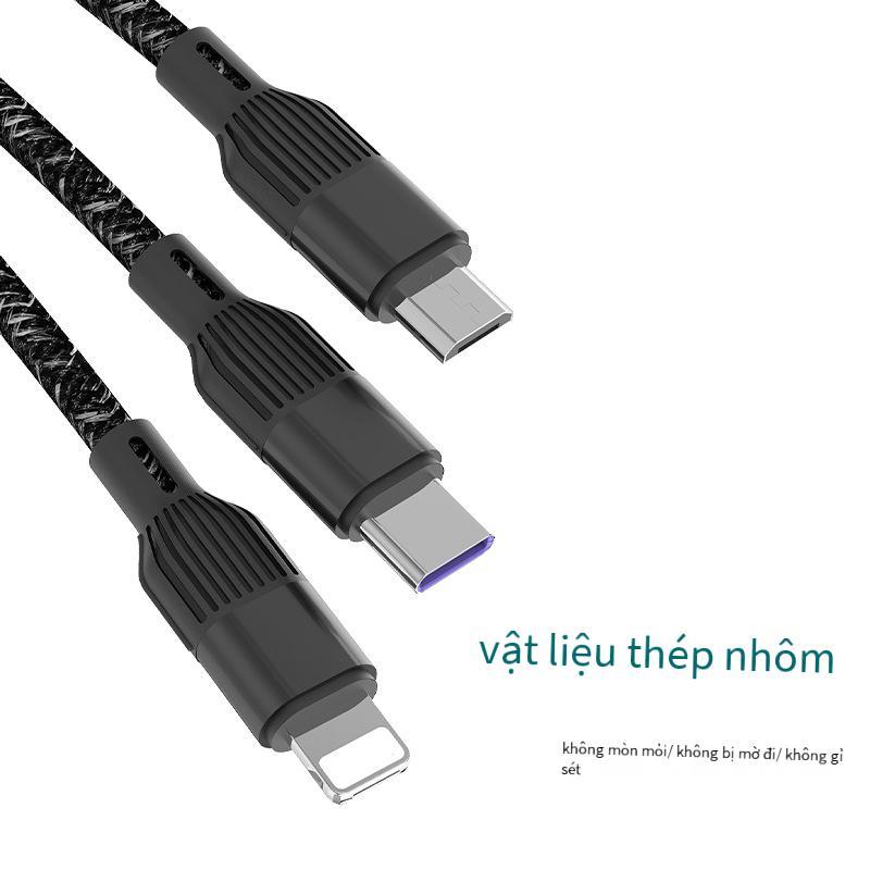 Giao hàng nhanh c33 dòng sạc nhanh một kéo ba dòng dữ liệu được biên dịch một điểm ba dòng sạc điện thoại di động Dòng USB 1.2m 6A có bao bì