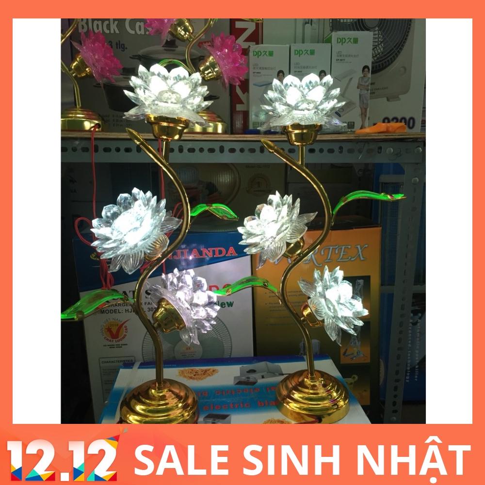 Cặp đèn trang trí bàn thờ hoa sen 3 bông đổi màu MD-262 cao 52cm