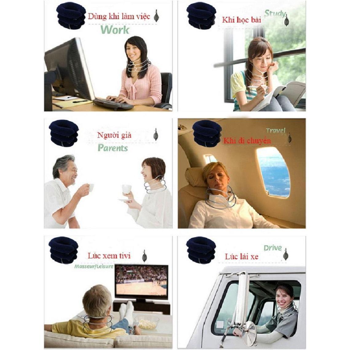 Đai Gối Hơi Kéo Giãn Đốt Sống Cổ Hỗ Trợ Giảm Đau Vai Cổ Gáy