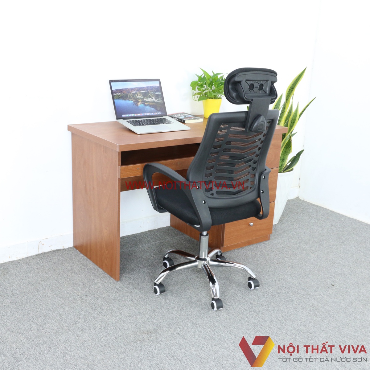 Bàn Làm Việc Gỗ MDF Melamine Màu Xoan Đào Đẹp Giá Rẻ