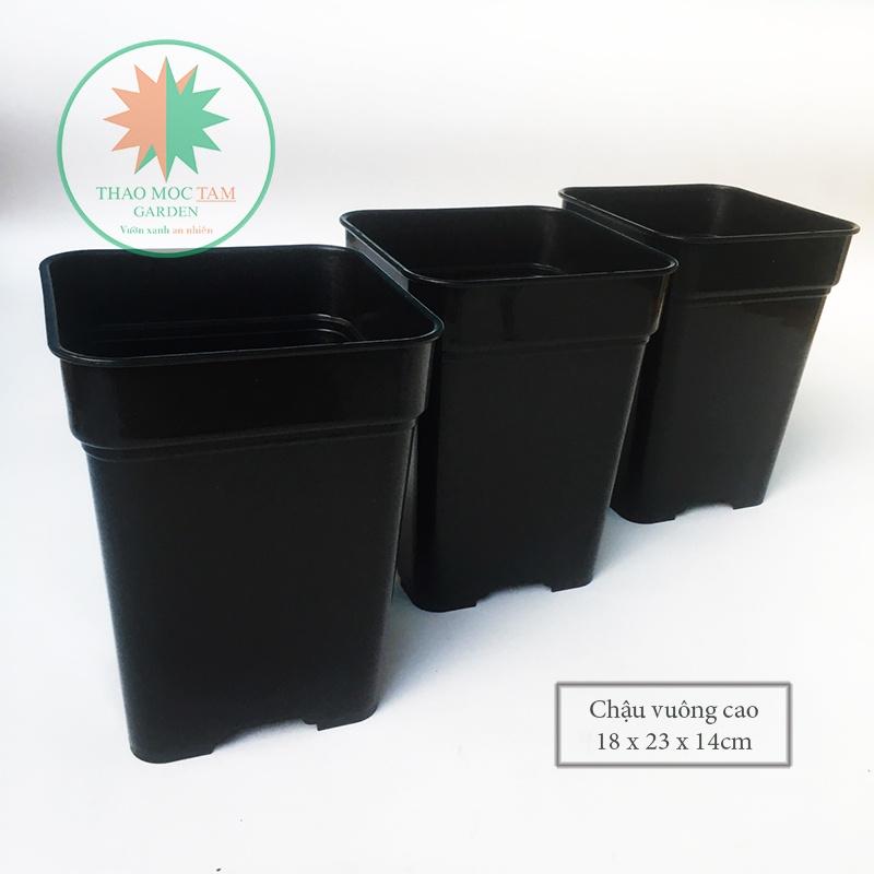 Set 5 cái Chậu Vuông Dày 18x23cm Trồng hoa, cây kiểng – Chất liệu nhựa PP, có độ dẻo,bền, chất lượng cao