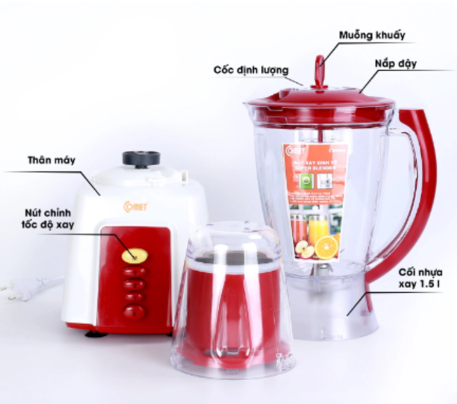 Sinh tố cối nhựa 350W 1,5L CM9969 (giao màu ngẫu nhiên) - Hàng chính hãng