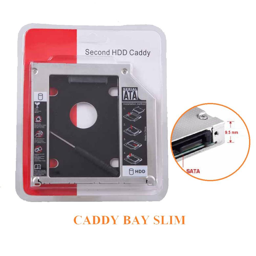 Caddy Bay Sata3 cho SSD và HDD 2,5” - Vỏ Nhôm – Size: 9.5mm và 12.7mm – Khay ổ cứng thay thế ổ DVD