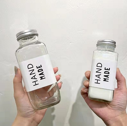 Chai Thủy Tinh Vuông Nước Ép miệng To Nắp nhôm | Tùy Chọn Dung Tích