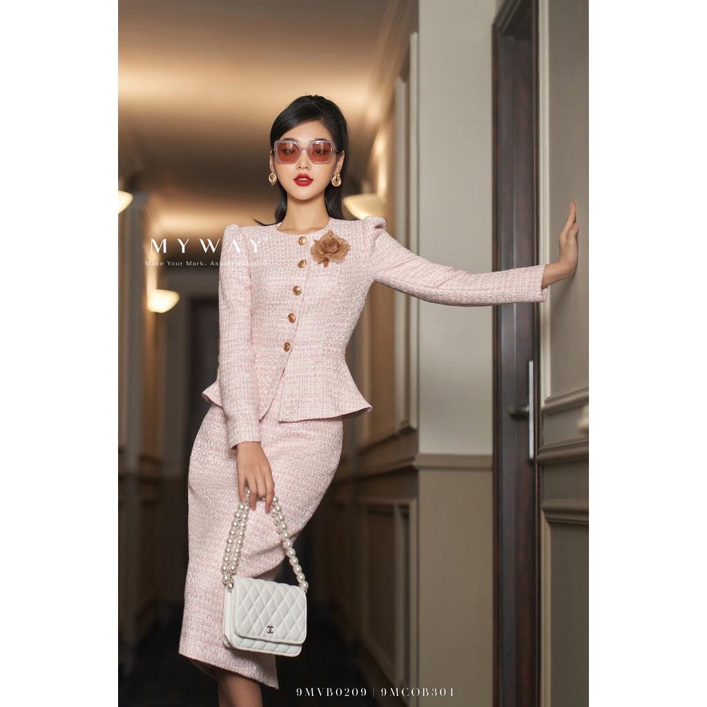 Sét Dạ Tweed Nữ MY WAY Áo Khoác Và Chân Váy Bút Chì Sang Trọng 9MVB0209-9MCOB304