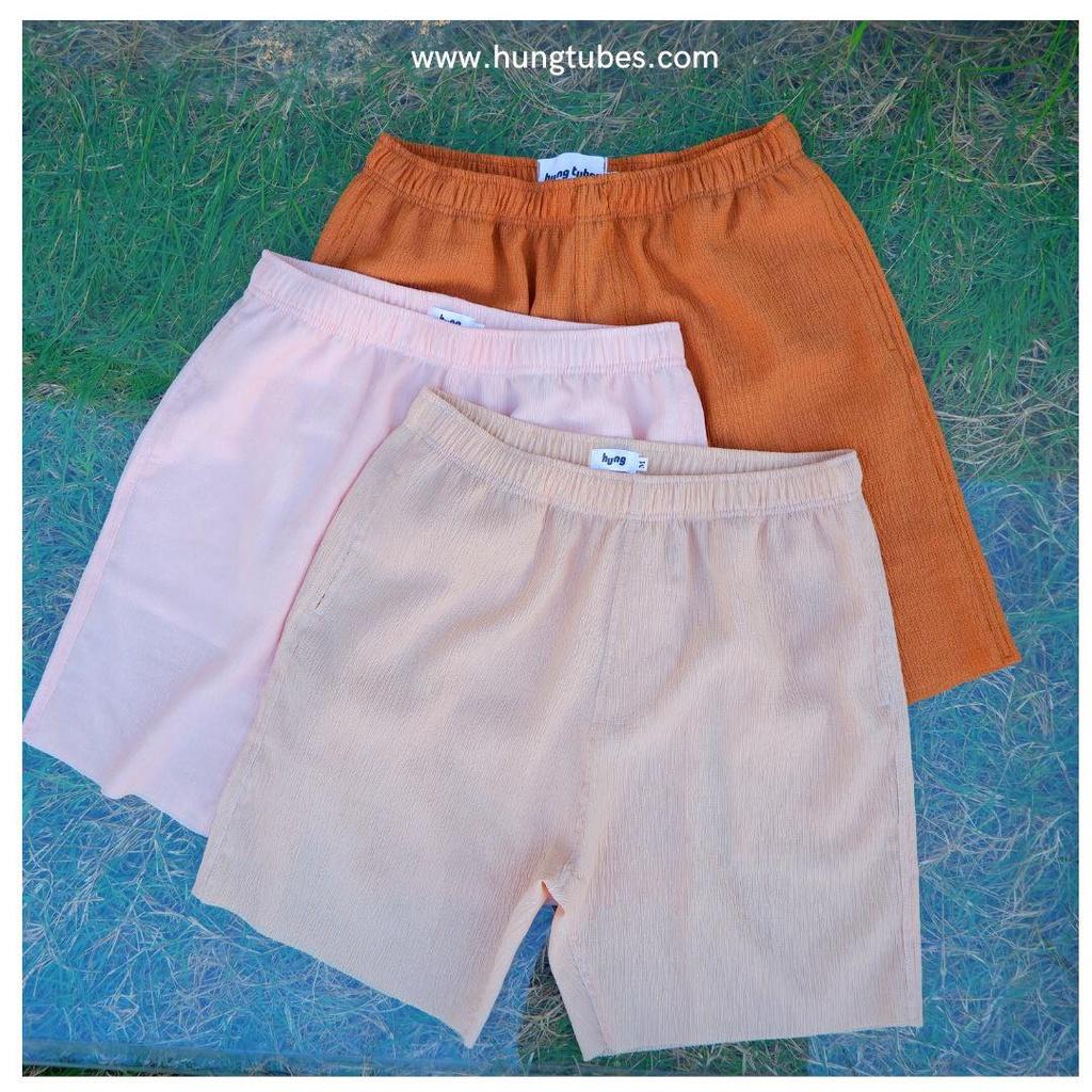 Quần short dạo phố đi biển, đi du lịch dễ phối đồ chất cotton kate phối kaki unisex Hung Tubes
