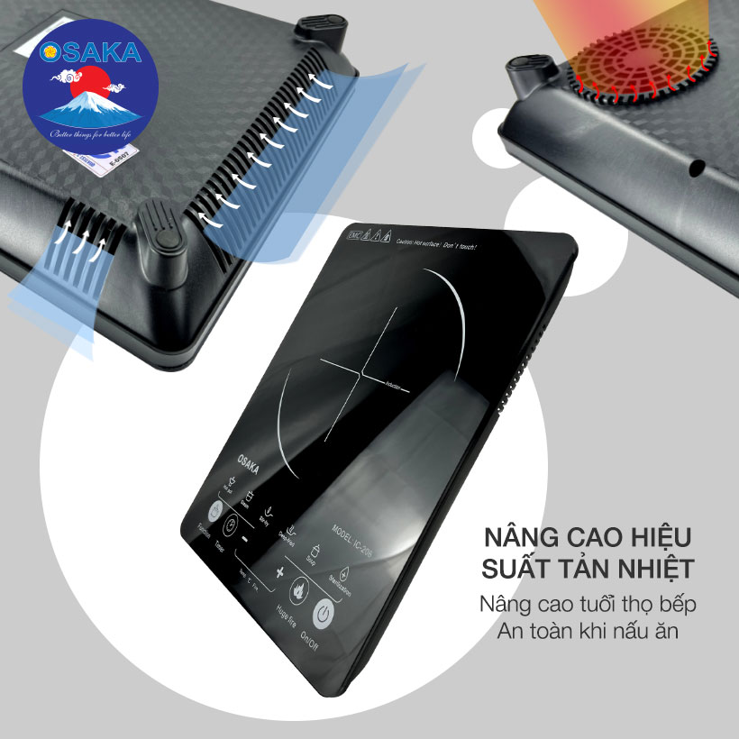 Bếp điện từ cảm ứng Osaka IC-206 kính pha lê cường lực - Hàng chính hãng