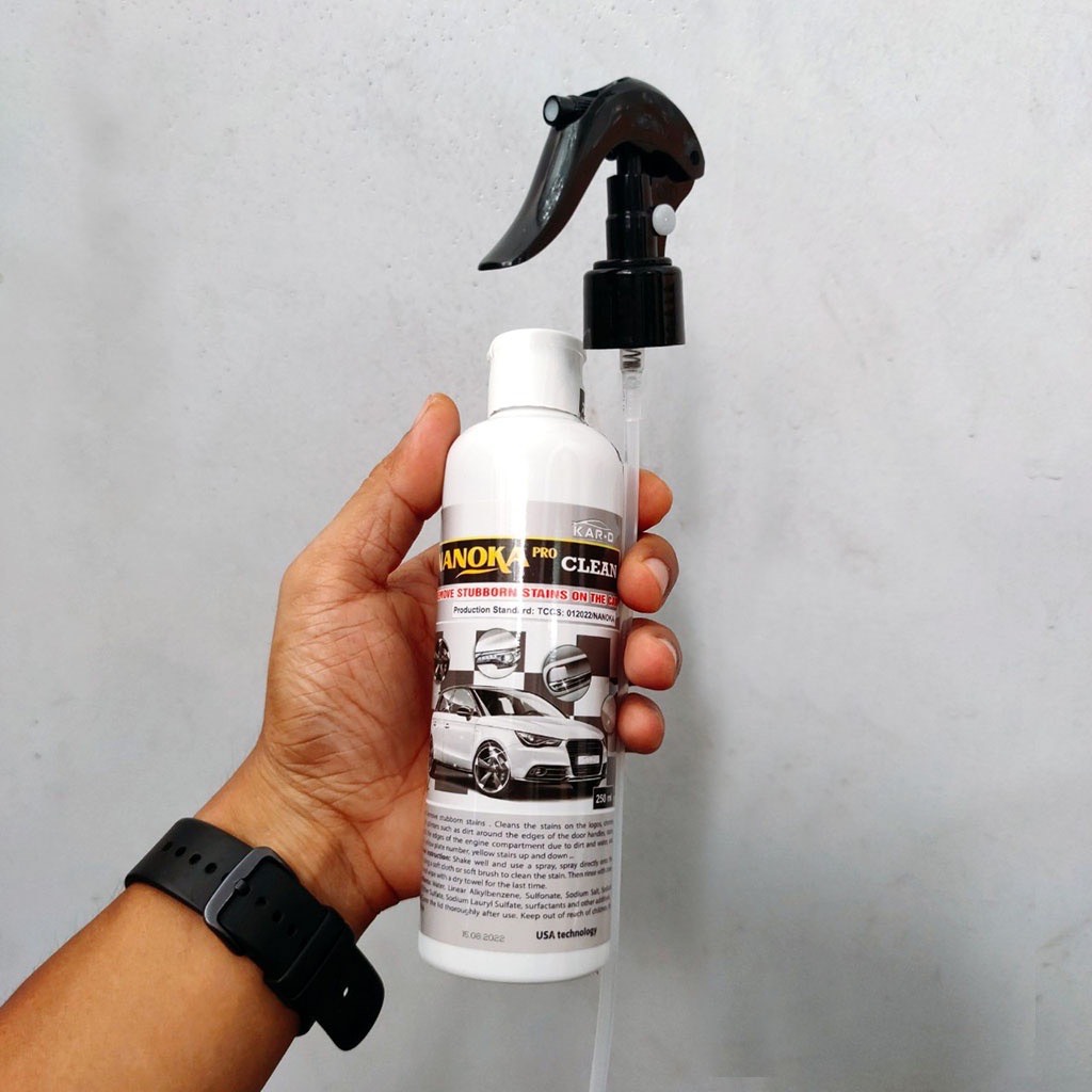 Tẩy ố kính ô tô NANOKA CLEAN 250ML, 550ml, làm sạch bề mặt kính, sơn, lazang, logo