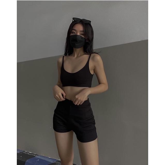 Quần Knit Short Trendy Đùi năng động chất bo gân tăm dày tôn dáng chiều cao nâng mông