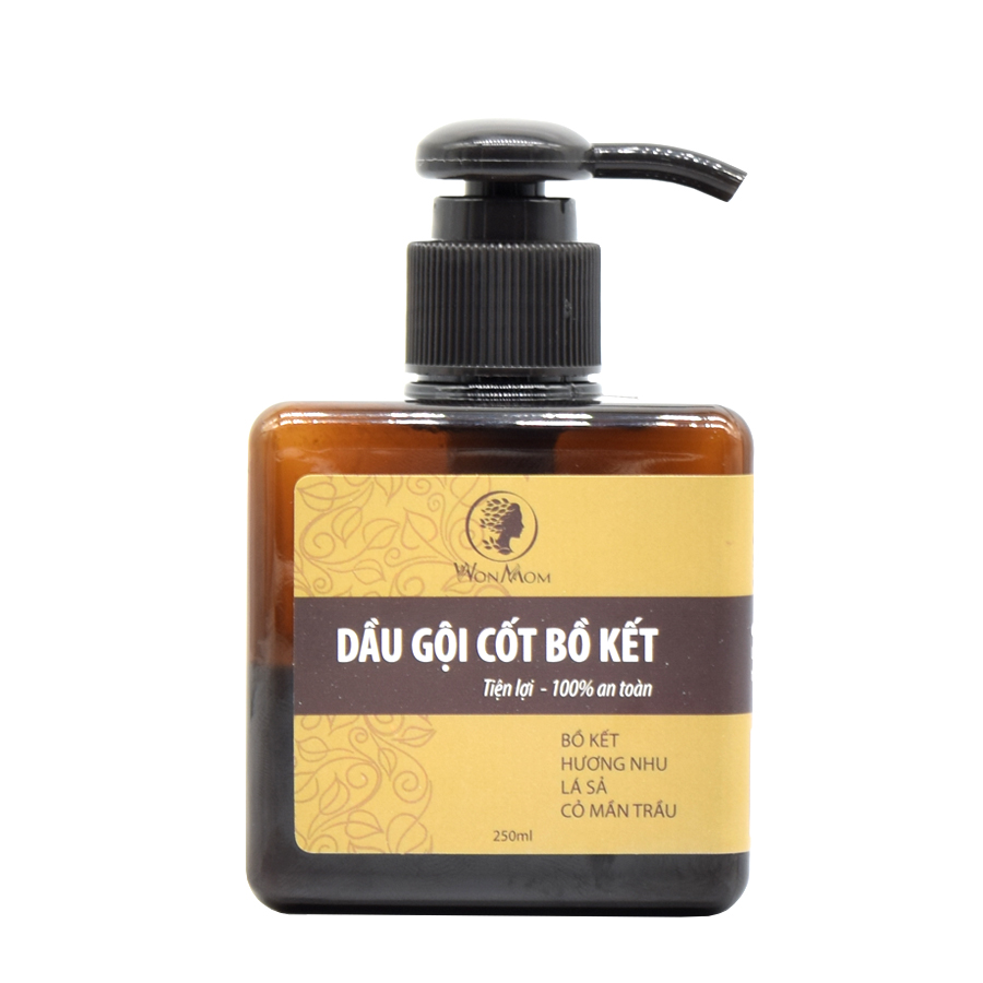 Dầu gội cốt bồ kết đánh bay gàu, mọc tóc, dưỡng tóc đen mượt Wonmom 250ml