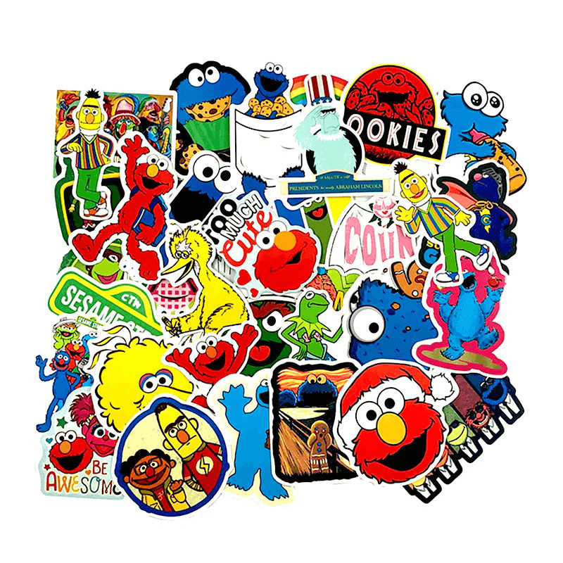 Sesame Street &amp; Kaws Stickers set 30 ảnh có ép lụa &quot;Giao mẫu ngẫu nhiên&quot;