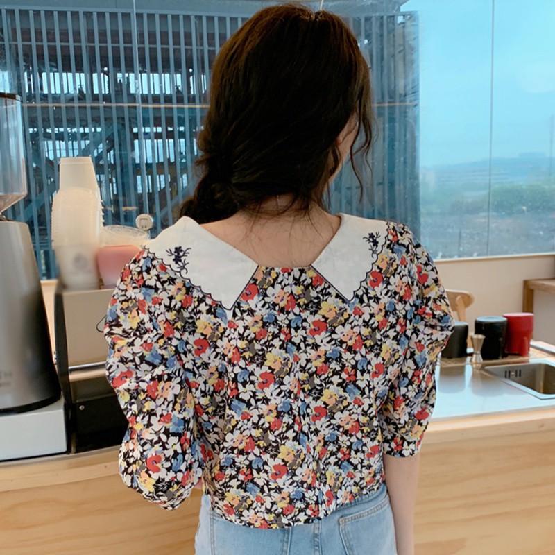 Áo Sơ Mi Nữ Tay Phồng Thêu Hoa Thời Trang
