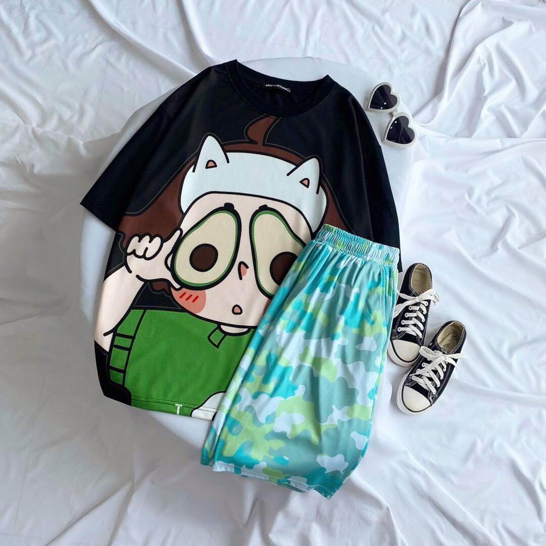 Quần Short Cartoon Unisex, Quần Đùi Hoạt Hình Loang Màu Phiên Bản Mới - MM