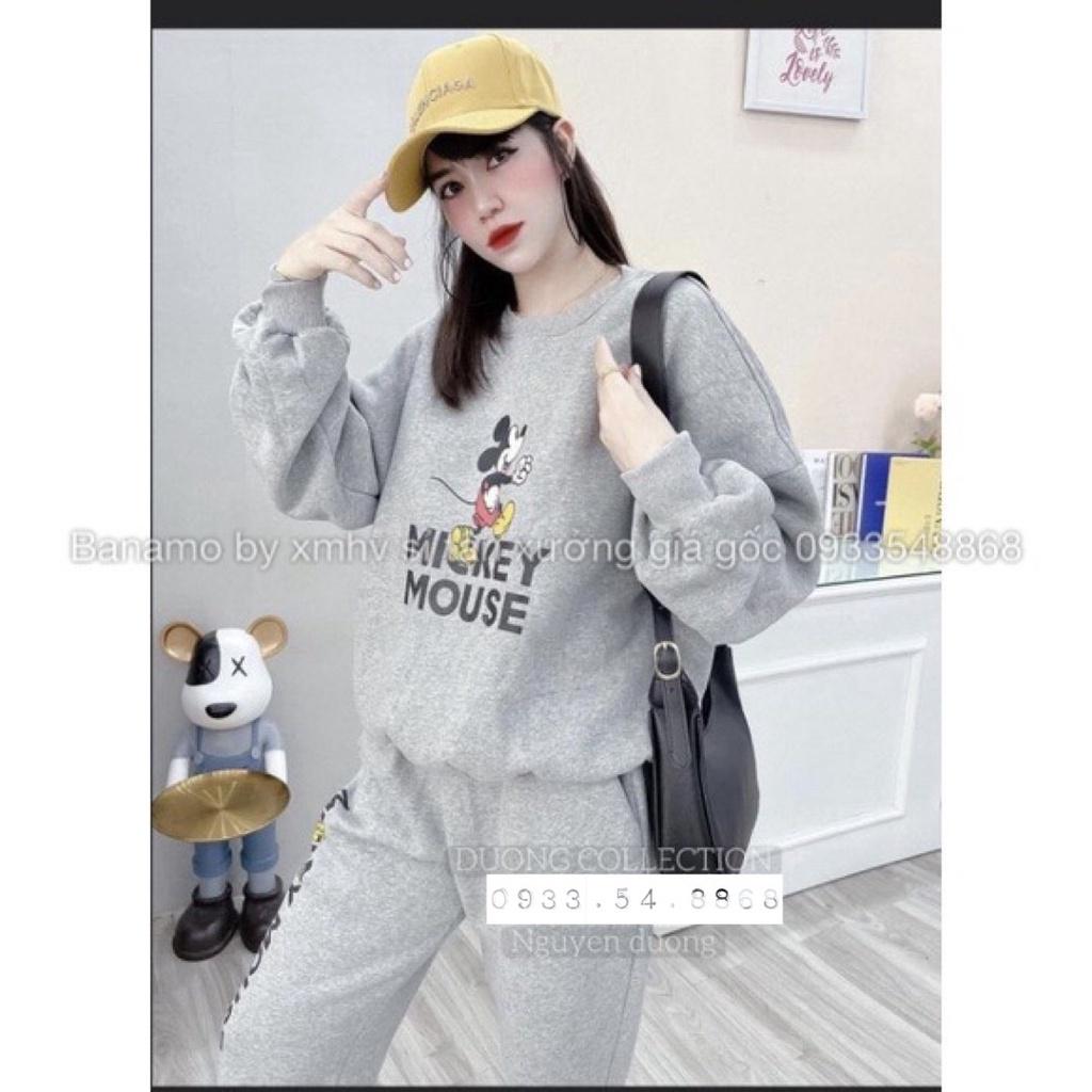 Bộ Mickey nữ chất nỉ đẹp siêu ấm thời trang Banamo Fashion 197