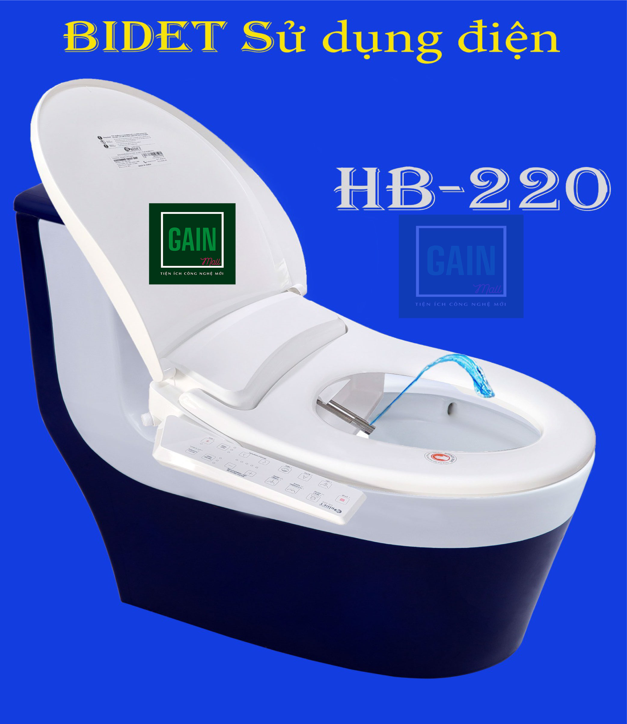 Nắp Bồn Cầu Điện Tử Thông Minh Hyundae Bidet HB220 Nhập Khẩu Hàn Quốc, BH 2 Năm Chống Nước IPX5, Sưởi Bệt Sấy Khô