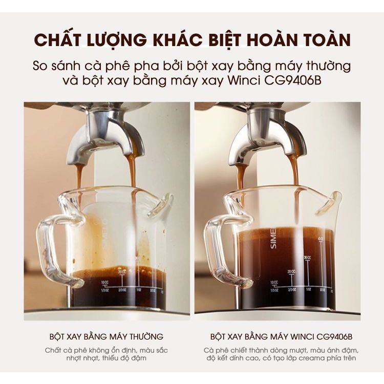 Máy xay hạt cafe Winci, 35 chế độ xay, màn hình cảm ứng, xay mịn - Hàng chính hãng