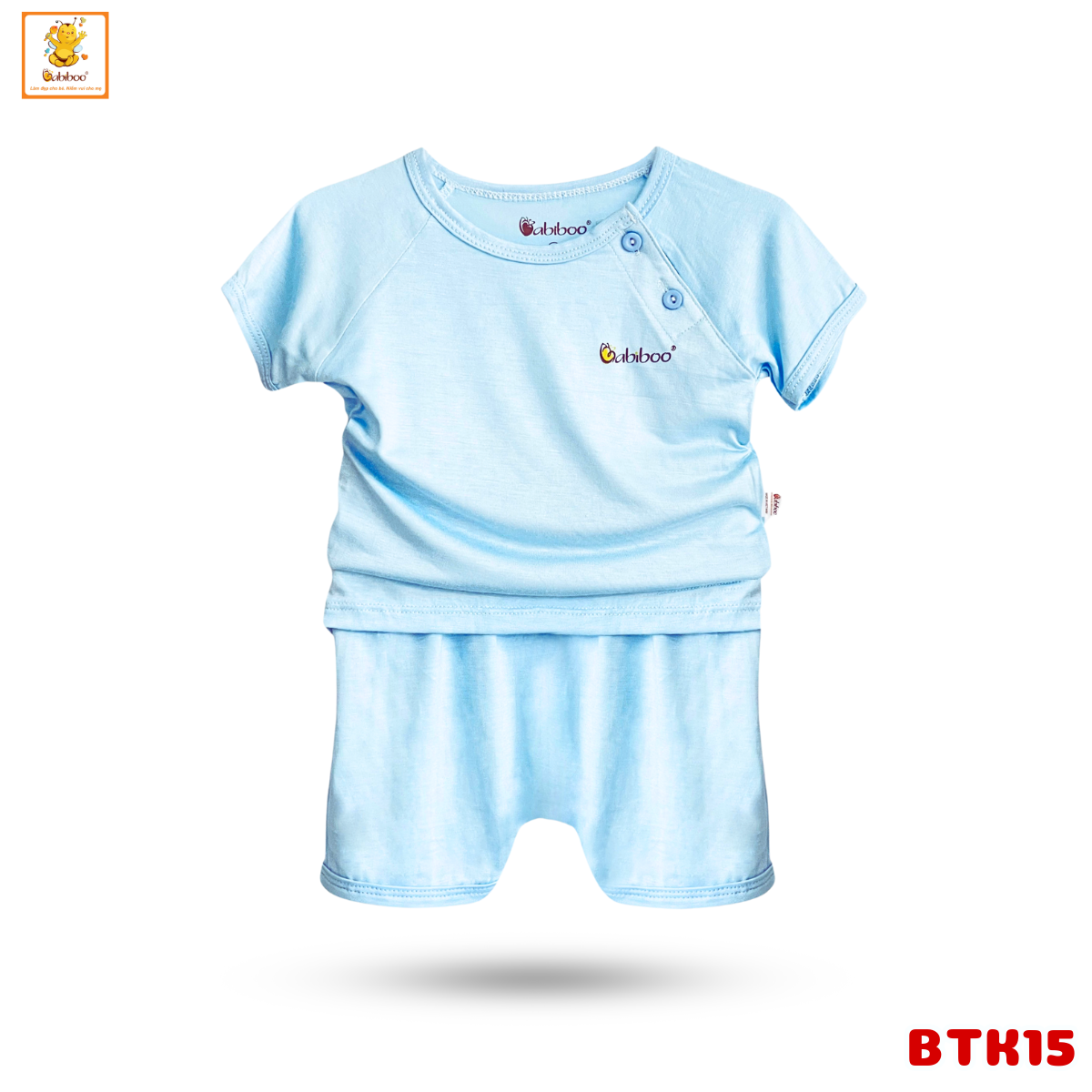 Đồ sơ sinh bé trai Babiboo bộ quần áo ngắn tay chất viscose mềm mịn mát BTK15