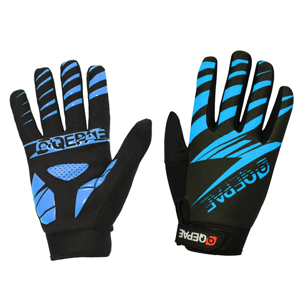 QEPAE Pair Shockproof Cycling Gloves Full Finger Gel Outdoor Sports Gloves Bike Motorcycle Hiking