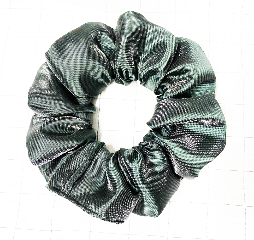 Cột tóc scrunchies màu xanh đen ánh kim sang trọng size trung lớn