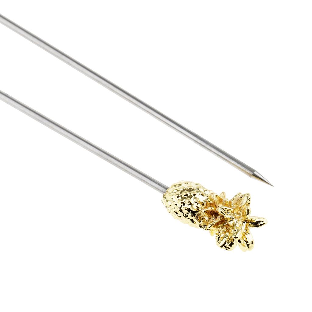 3X Stainless Steel Cocktail Picks Martini Fruit Stick For Party