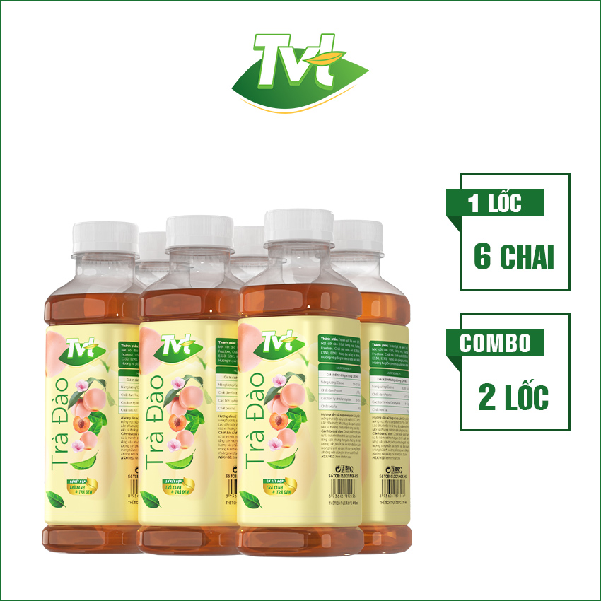 [Combo 12 chai 450ml] Trà Đào TVT tinh chất trà xanh, trà đen, chống oxy hóa, thanh nhiệt giải phóng độc tố cơ thể