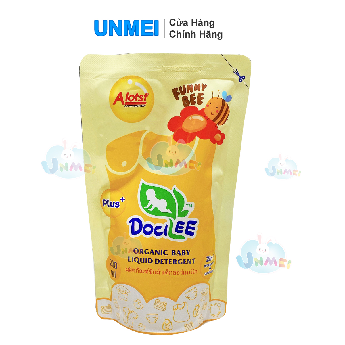 Nước Giặt Xả Quần áo trẻ em 2 in 1 DOCILEE Túi 200ml Thái Lan