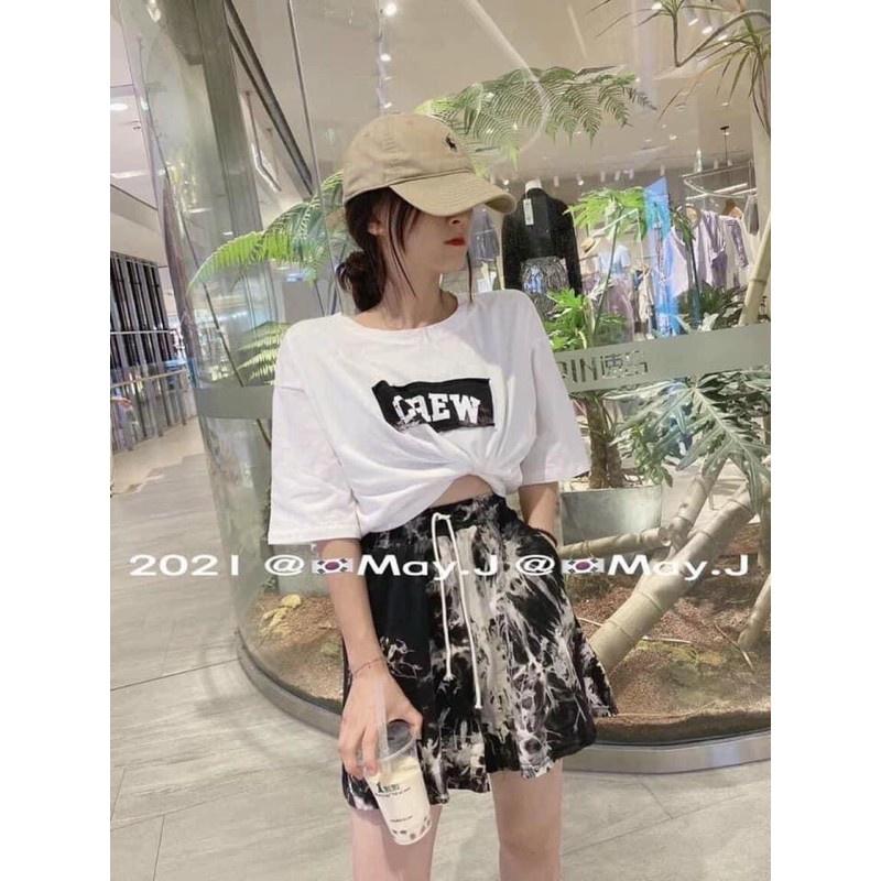 Bộ Áo Quần Cộc Loang CREW Set Áo Phông Quần Đùi