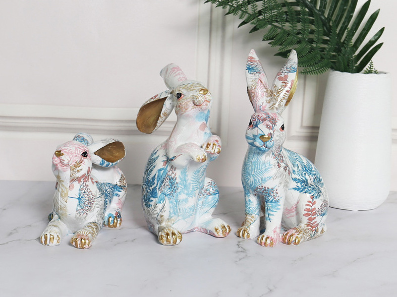 Tượng Thỏ Sắc Màu - Thỏ Phục Sinh - Trang Trí Sân Vườn, Để Bàn, Luxury