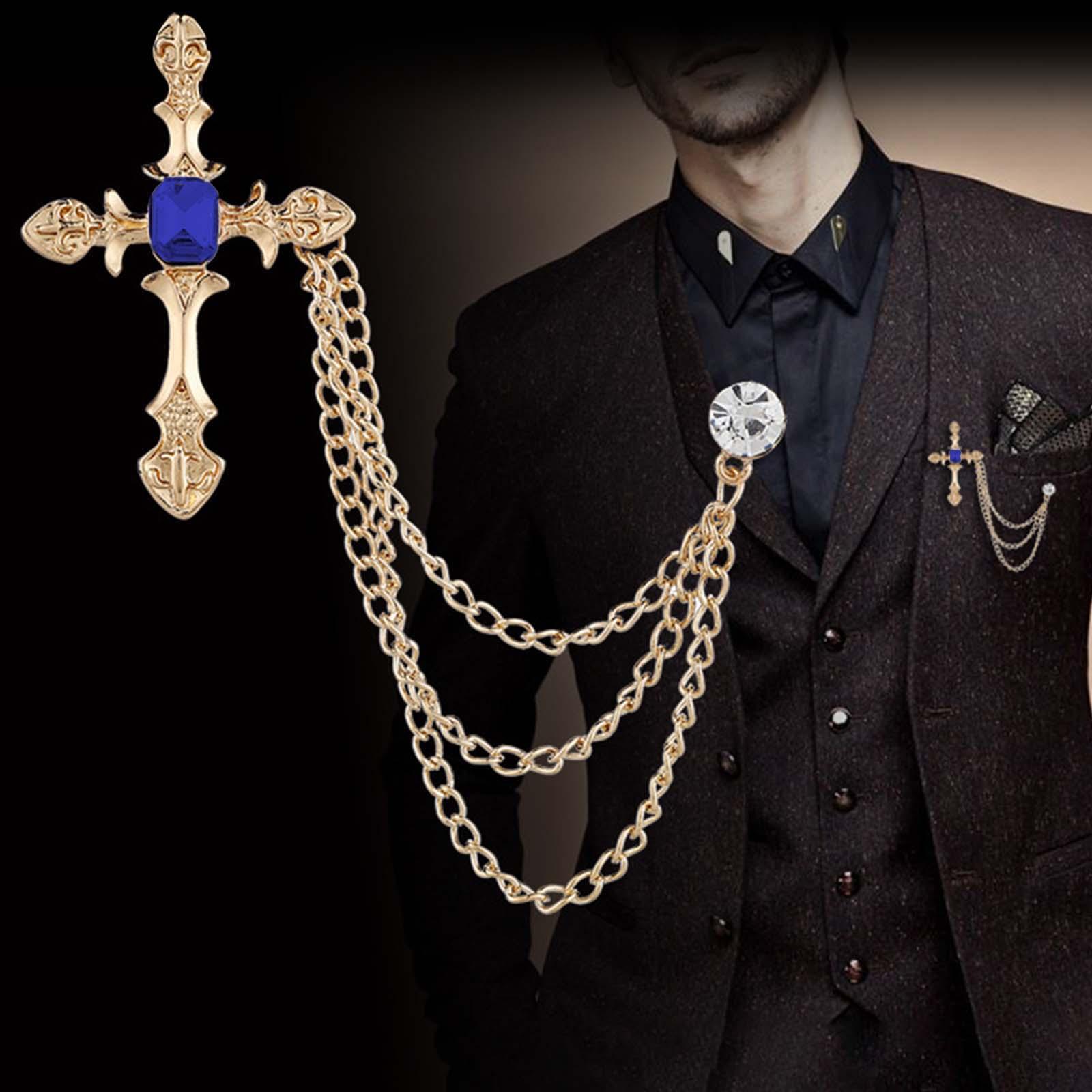 Brooch Lapel Pin Chain Charm Husband Gift Tassel Chains Pin Hanging Chains Brooches for Women Men Hat Scarf Tie Pins Suit Shirts Jacket Coat