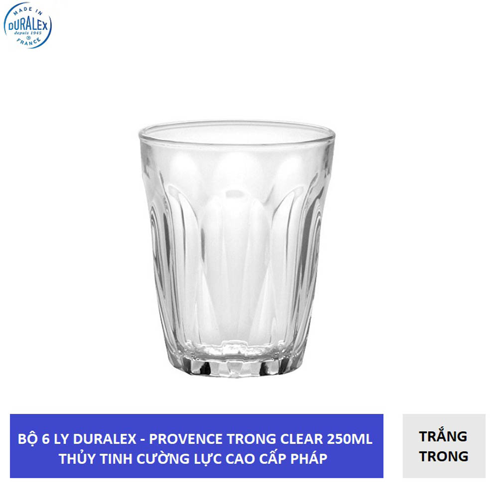 {Hàng chính hãng} Bộ 6 ly D1040A Duralex - Provence Clear 250ml Thủy tinh cường lực cao cấp Pháp