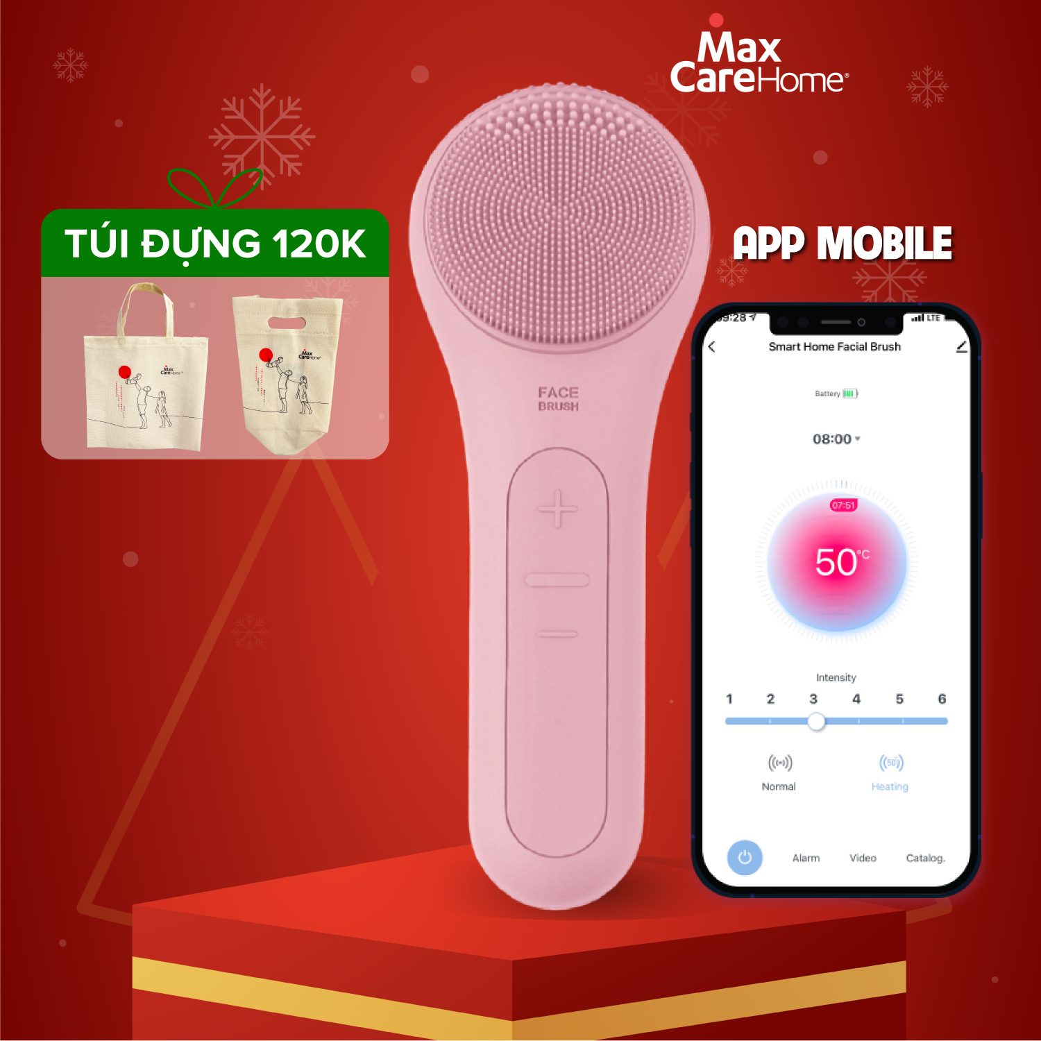 Máy rửa mặt kết nối app thông minh Maxcare Max999PRO sản phẩm cao cấp theo dõi và cài đặt chế độ làm sạch da chuyên biệt